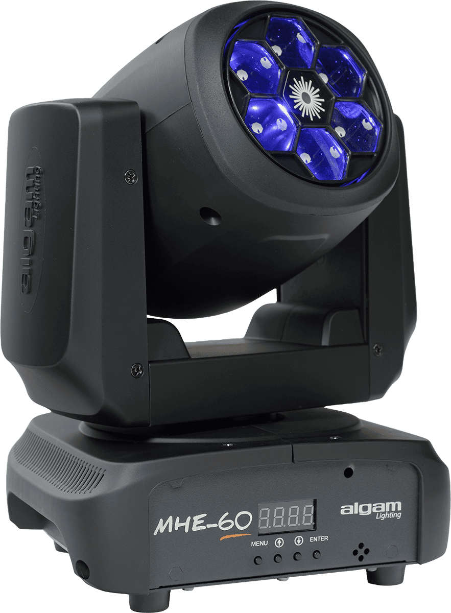 Mhe60 Led Wash & Laser Effekt, 6x15w Rgbw + 50mw Grøn fra Algam Lighting