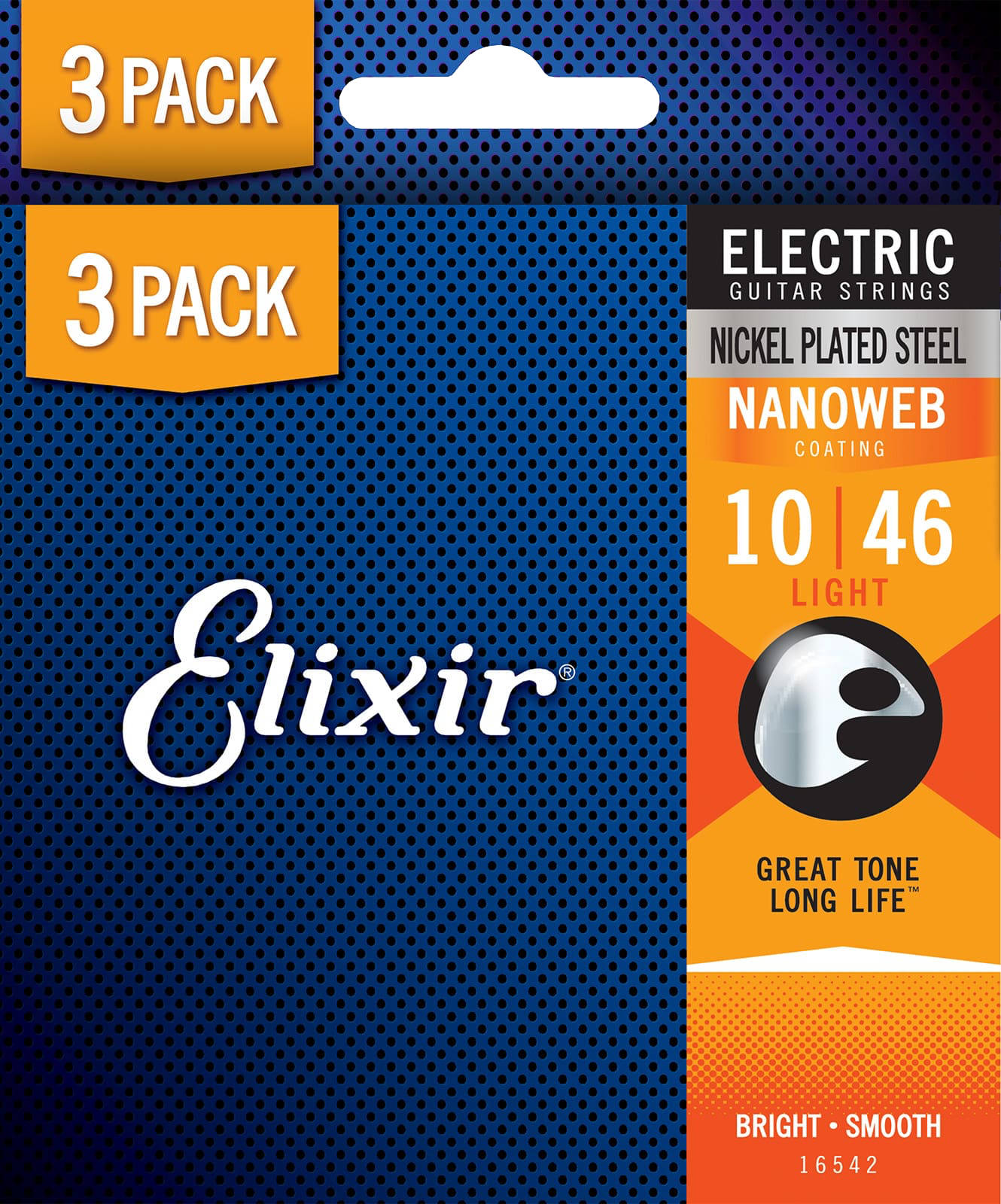 Nanoweb   El Guitar Strenge 010 046 Light   3 Pack fra Elixir