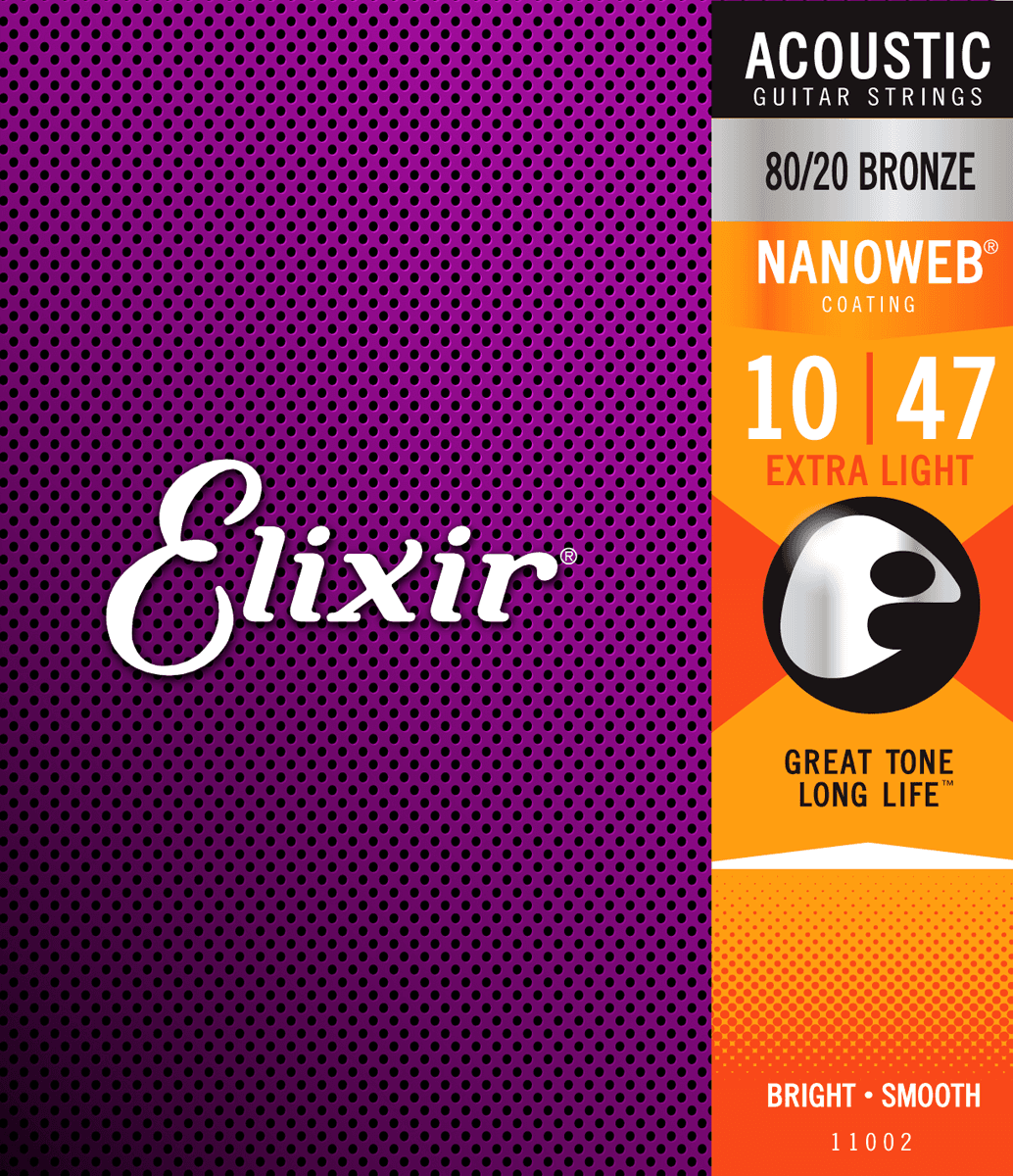 Nanoweb Bronze 80 20   Western Strenge 010 047 Extra Light fra Elixir