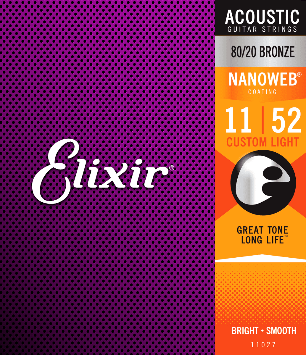 Nanoweb Bronze 80 20   Western Strenge 011 052 Custom Light fra Elixir