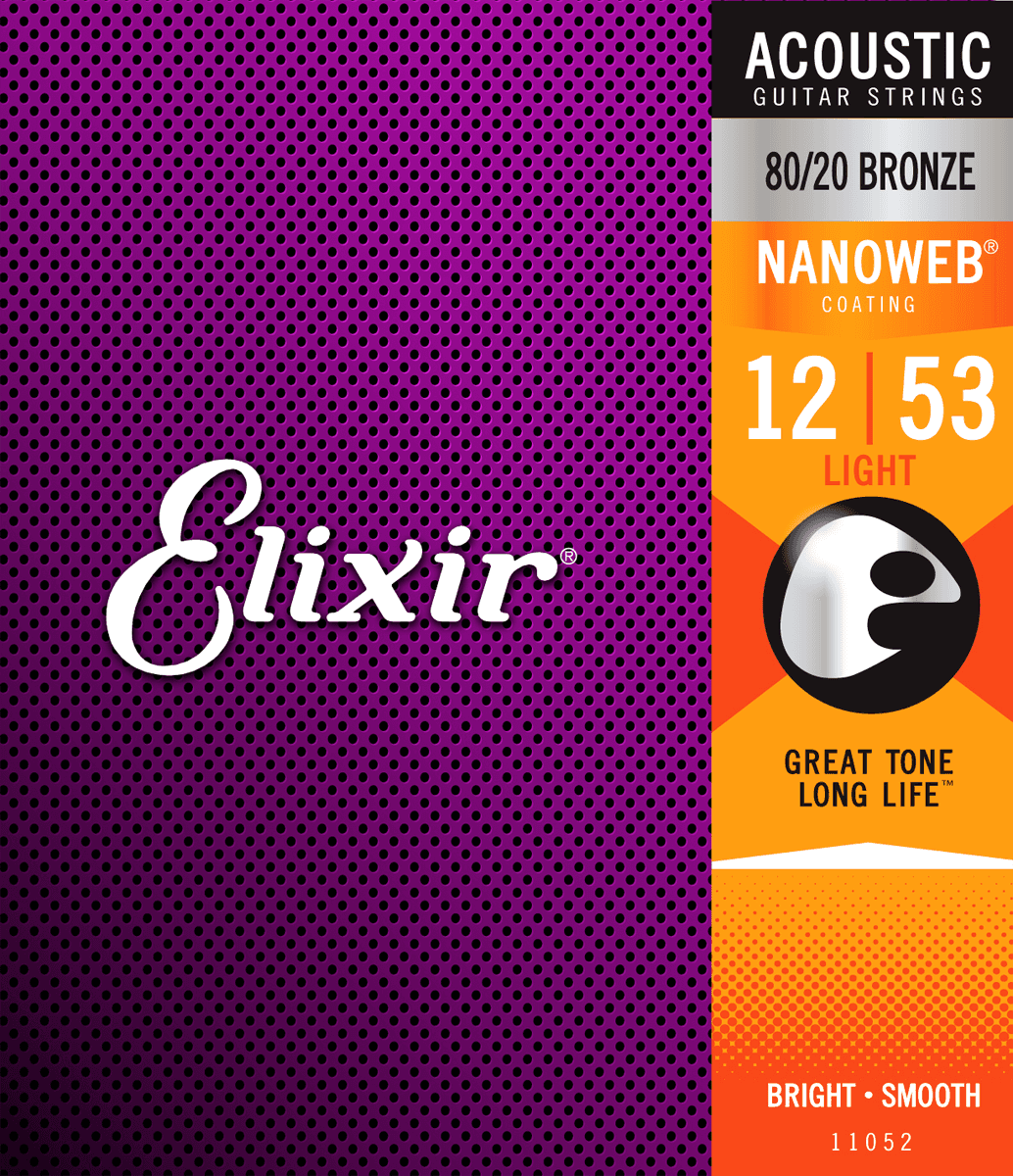 Nanoweb Bronze 80 20   Western Strenge 012 053 Light fra Elixir