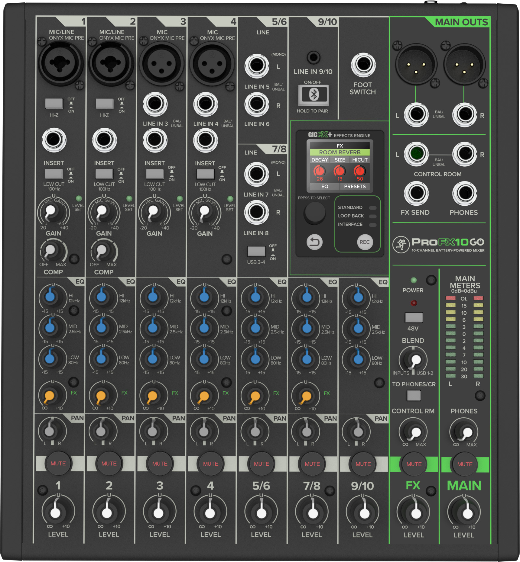Profx10go   10 Kanals Batteri Mixer Med Fx And Usb fra Mackie