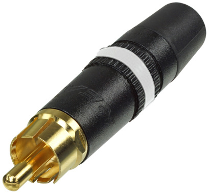 Nys373 9 Rca Han Hvid Kabelstik   Sort fra Neutrik
