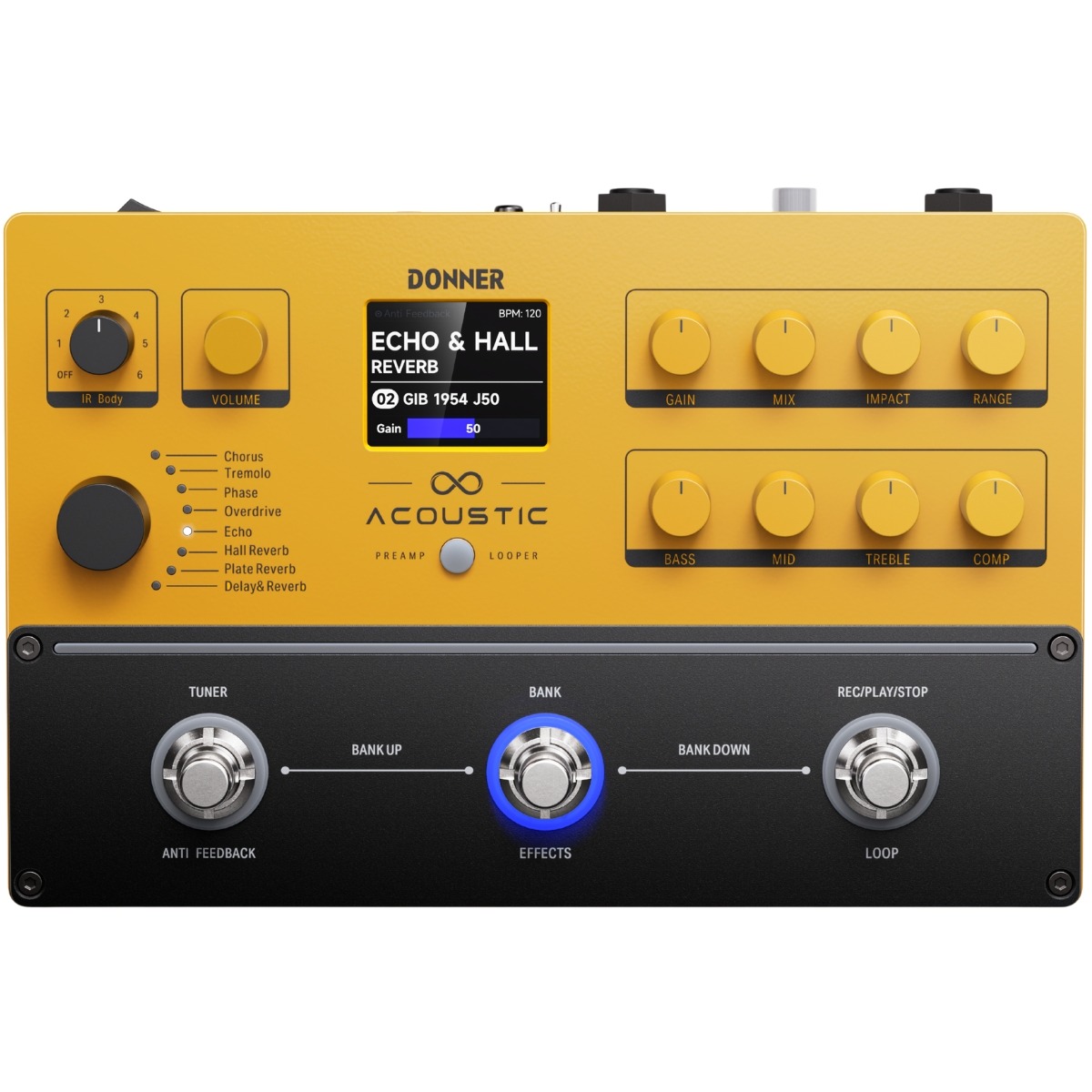 Apl Akustisk Gitarre Multieffekt Pedalboard fra Donner