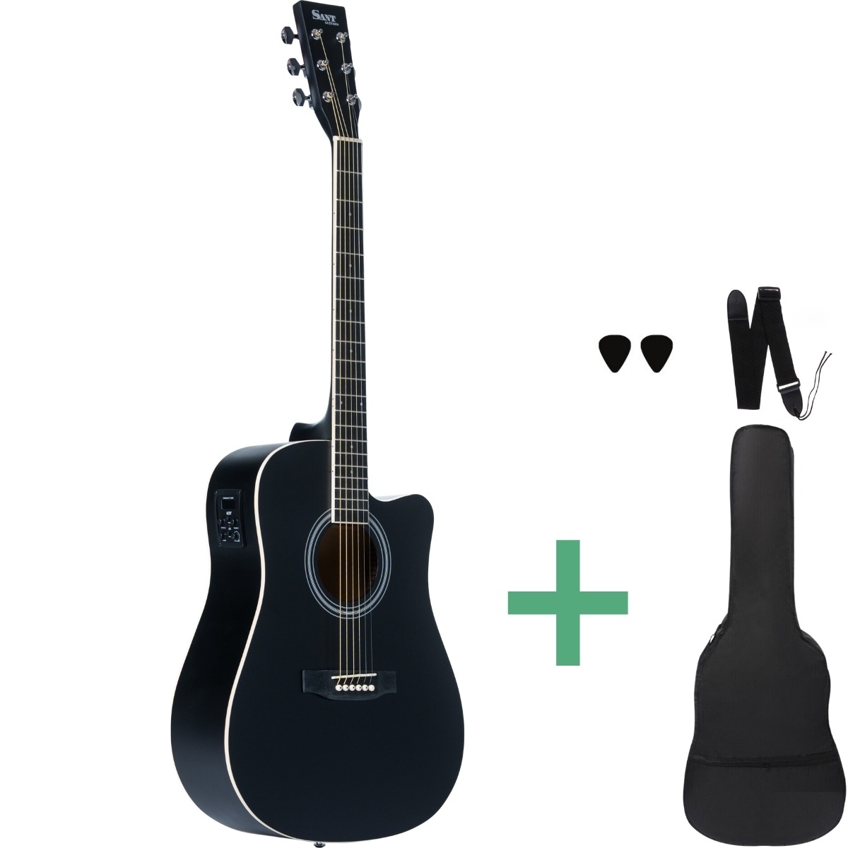 Ac 86eq Sbk Westerngitarren Satin Black fra Sant Guitars